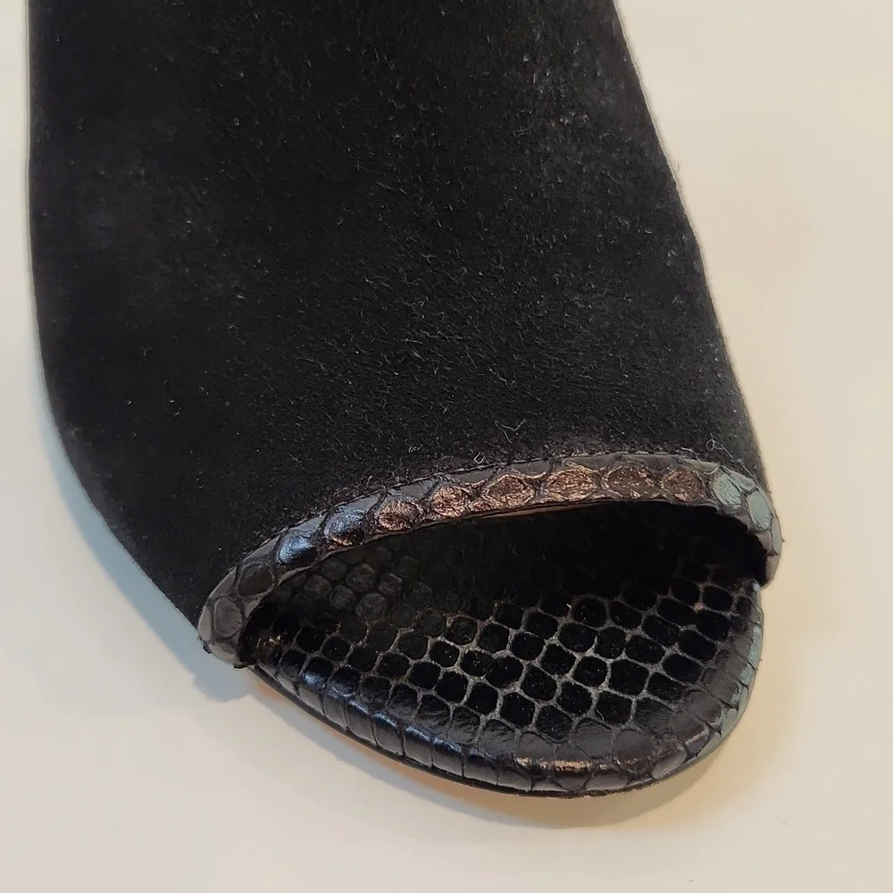 Michael Kors Open Toe Leather & Suede Boot Heels Shoes SZ 8M EU 38.5M EUC NICE!